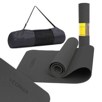 Килимок спортивний TPE для йоги та фітнесу Black COR-10427 фото