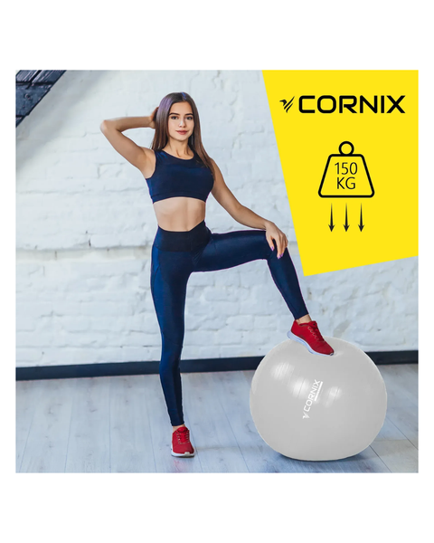 М'яч для фітнесу (фітбол) Cornix 75 см Anti-Burst Silver COR-10448 фото