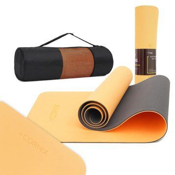 Килимок спортивний TPE для йоги та фітнесу Огange/Black COR-10430 фото