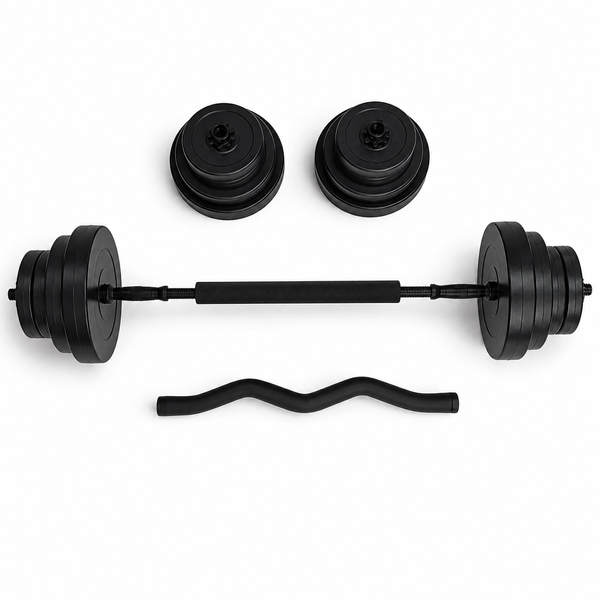 42кг гантелі-штанга 2 в 1 (два з'єднювачі) з ударостійким покриттям EVG-1002 фото
