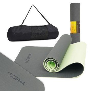 Килимок спортивний TPE для йоги та фітнесу Black/Green COR-10426 фото